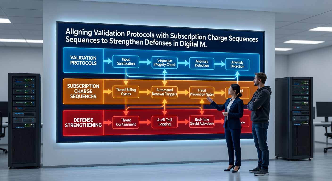 Flowchart illustrating aligned validation steps within recurring billing sequences for digital merchants