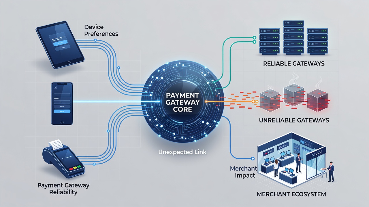 Close-up of payment processing on a tablet device showing gateway connection status and transaction details