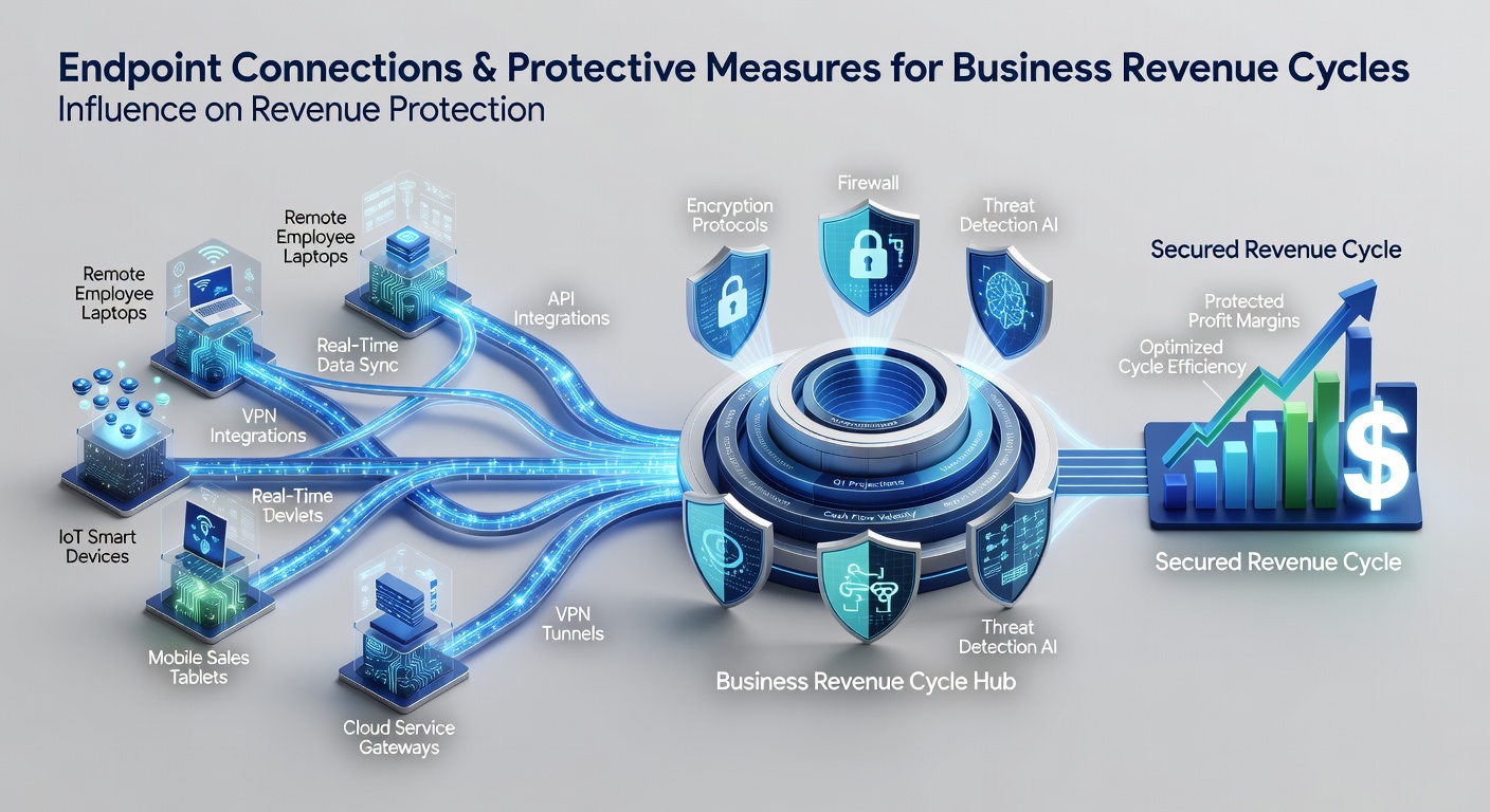 Flowchart showing endpoint integration with fraud detection systems in revenue cycles