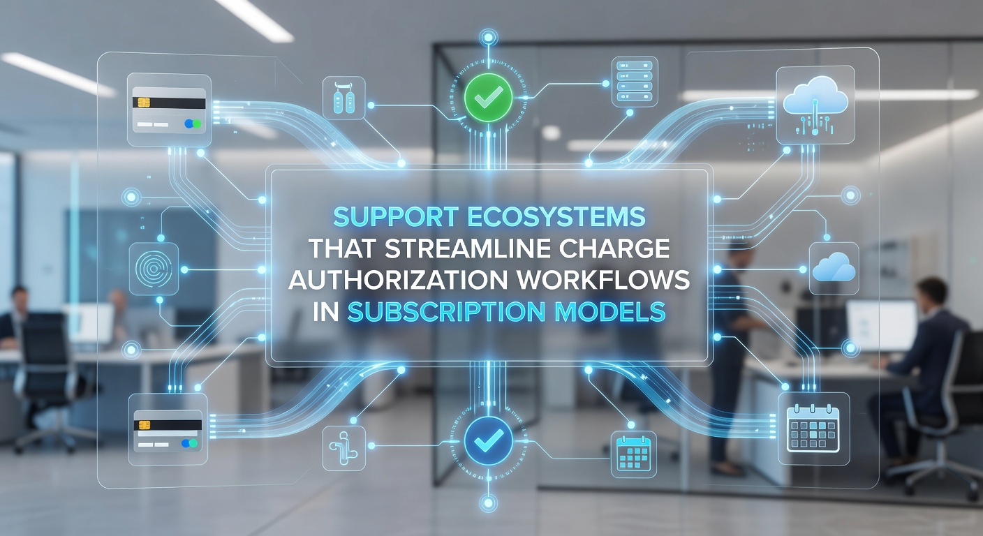 Illustration of integrated support tools aiding charge authorization in recurring billing systems