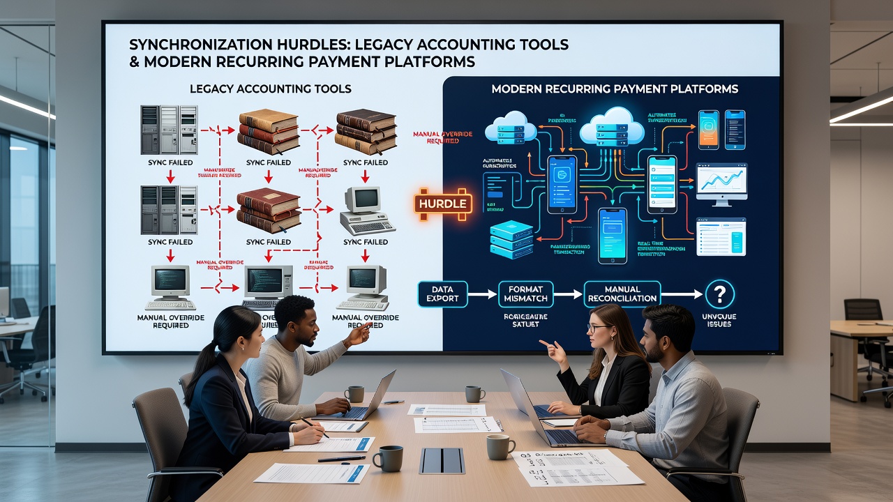 Integration challenges between outdated retail accounting software and current subscription payment systems
